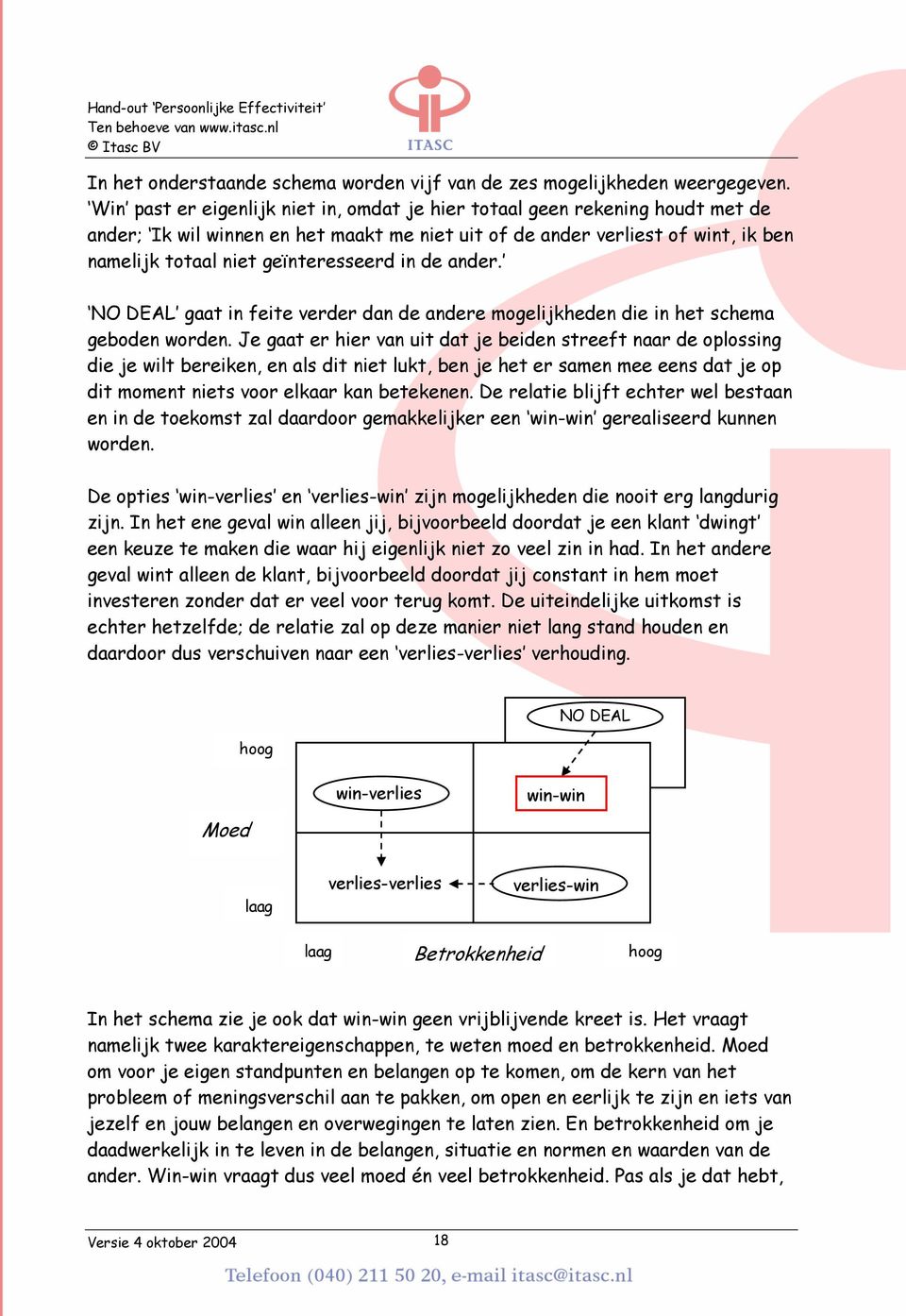 in de ander. NO DEAL gaat in feite verder dan de andere mogelijkheden die in het schema geboden worden.