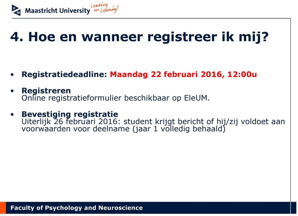 registratieformulier beschikbaar op EleUM.