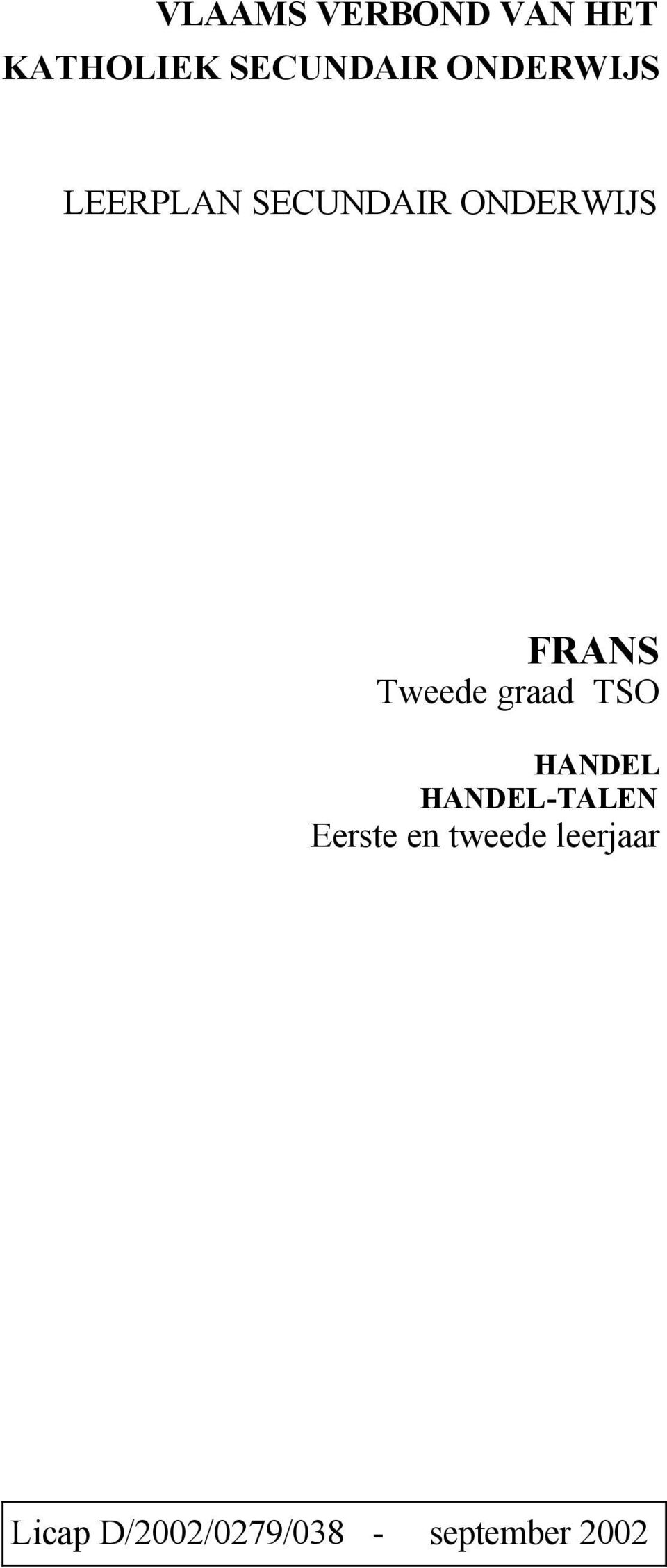 FRANS Tweede graad TSO HANDEL HANDEL-TALEN