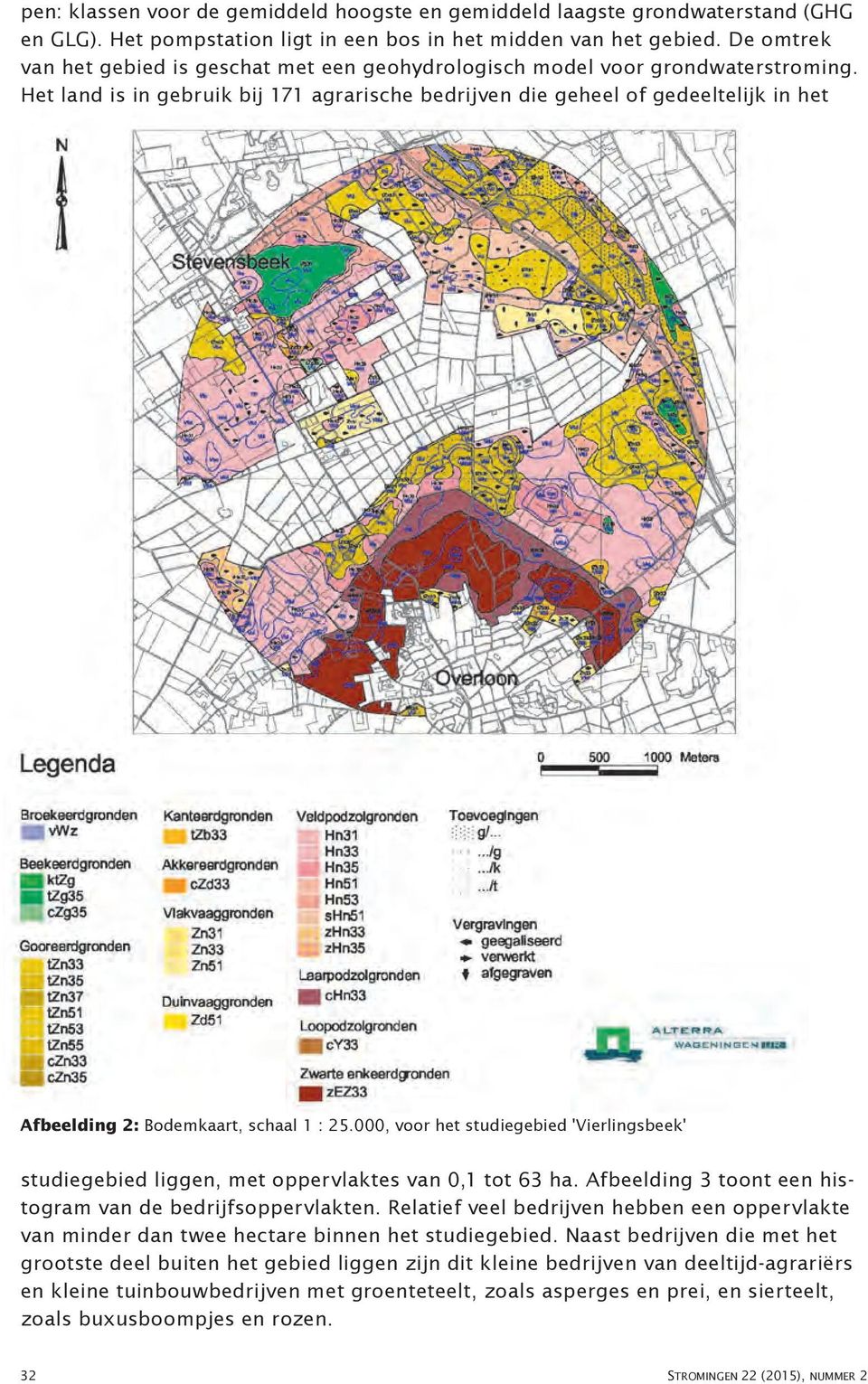 'Vierlingsbeek' studiegebied liggen, met oppervlaktes van 0,1 tot 63 ha Afbeelding 3 toont een histogram van de bedrijfsoppervlakten Relatief veel bedrijven hebben een oppervlakte van minder dan twee