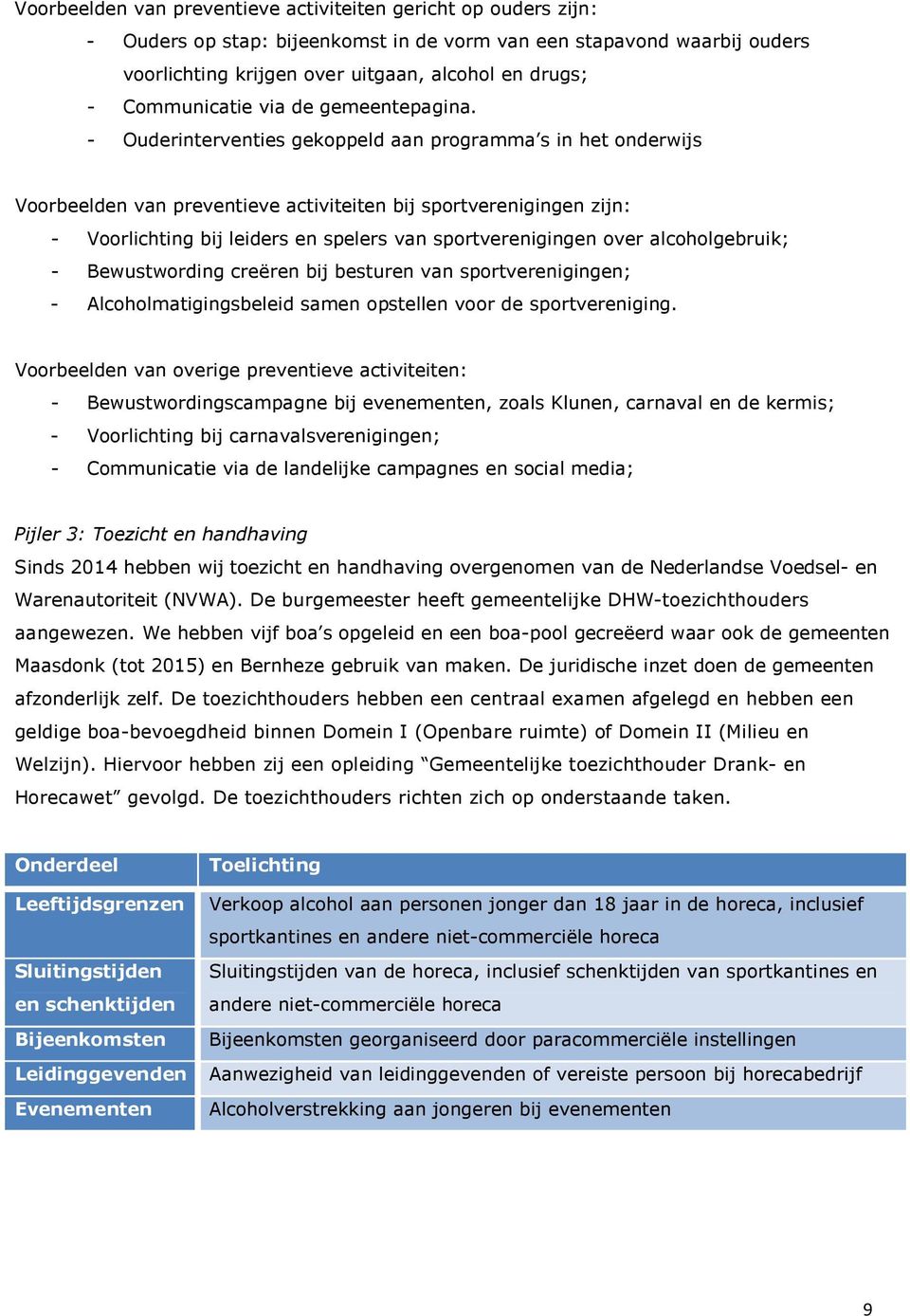 - Ouderinterventies gekoppeld aan programma s in het onderwijs Voorbeelden van preventieve activiteiten bij sportverenigingen zijn: - Voorlichting bij leiders en spelers van sportverenigingen over