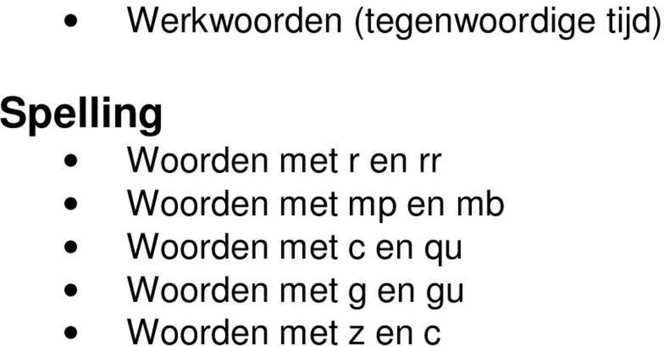 Woorden met mp en mb Woorden met c