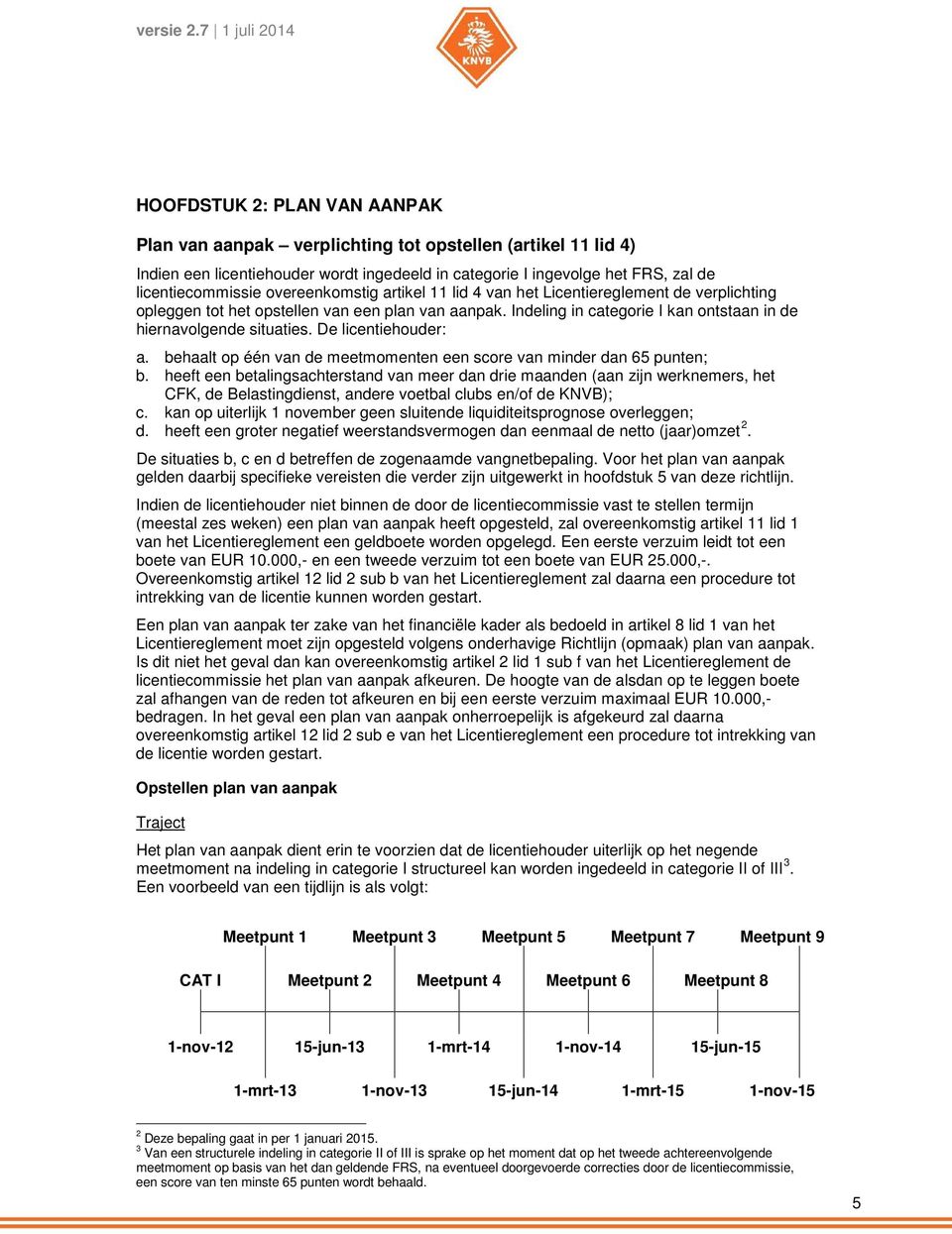 De licentiehouder: a. behaalt op één van de meetmomenten een score van minder dan 65 punten; b.