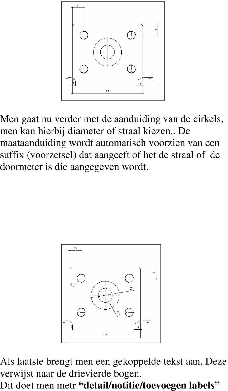 de straal of de doormeter is die aangegeven wordt.