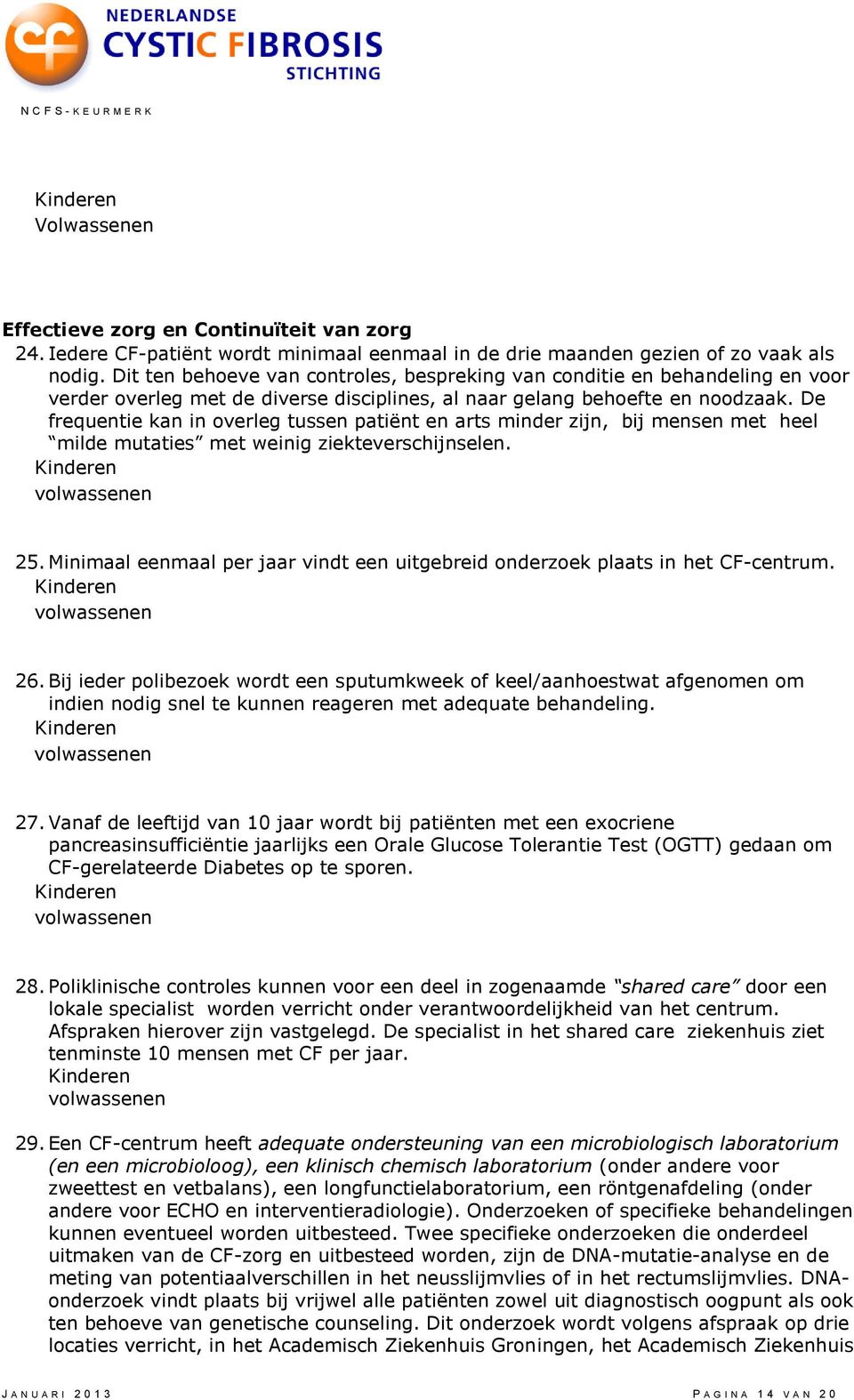 De frequentie kan in overleg tussen patiënt en arts minder zijn, bij mensen met heel milde mutaties met weinig ziekteverschijnselen. 25.