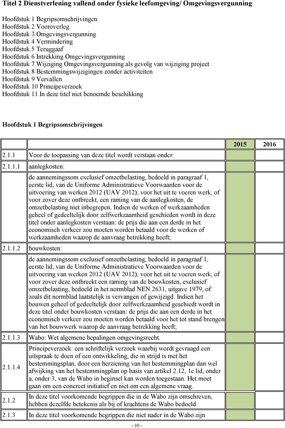 Hoofdstuk 9 Vervallen Hoofdstuk 10 Principeverzoek Hoofdstuk 11 In deze titel niet benoemde beschikking Hoofdstuk 1 Begripsomschrijvingen 2.1.1 Voor de toepassing van deze titel wordt verstaan onder: 2.