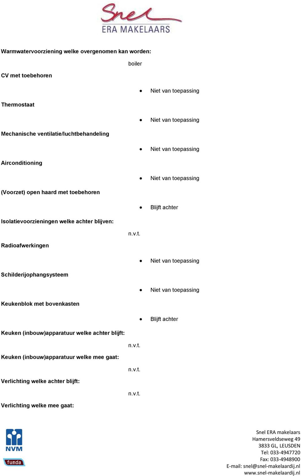 achter blijven: n.v.t. Radioafwerkingen Schilderijophangsysteem Keukenblok met bovenkasten Blijft achter Keuken