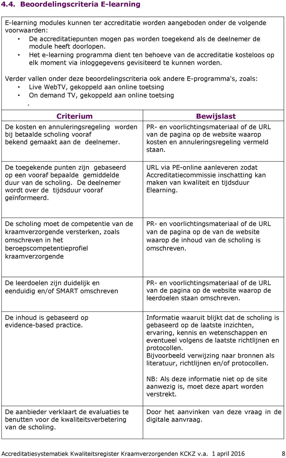 Verder vallen onder deze beoordelingscriteria ook andere E-programma's, zoals: Live WebTV, gekoppeld aan online toetsing On demand TV, gekoppeld aan online toetsing.