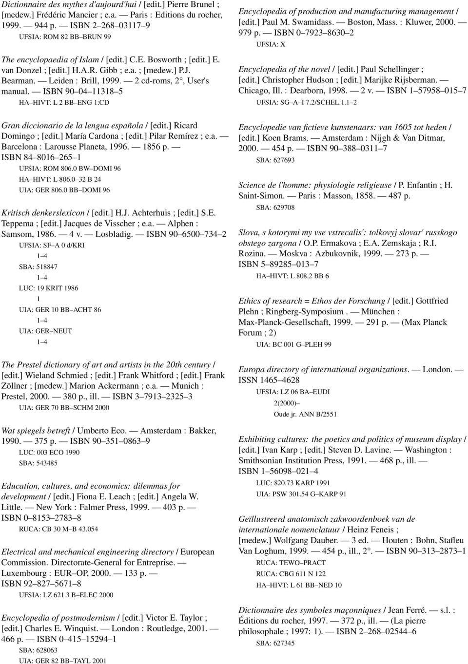 2 cd-roms, 2, User's manual. ISBN 90 04 11318 5 HA HIVT: L 2 BB ENG 1:CD Encyclopedia of production and manufacturing management / [edit.] Paul M. Swamidass. Boston, Mass. : Kluwer, 2000. 979 p.