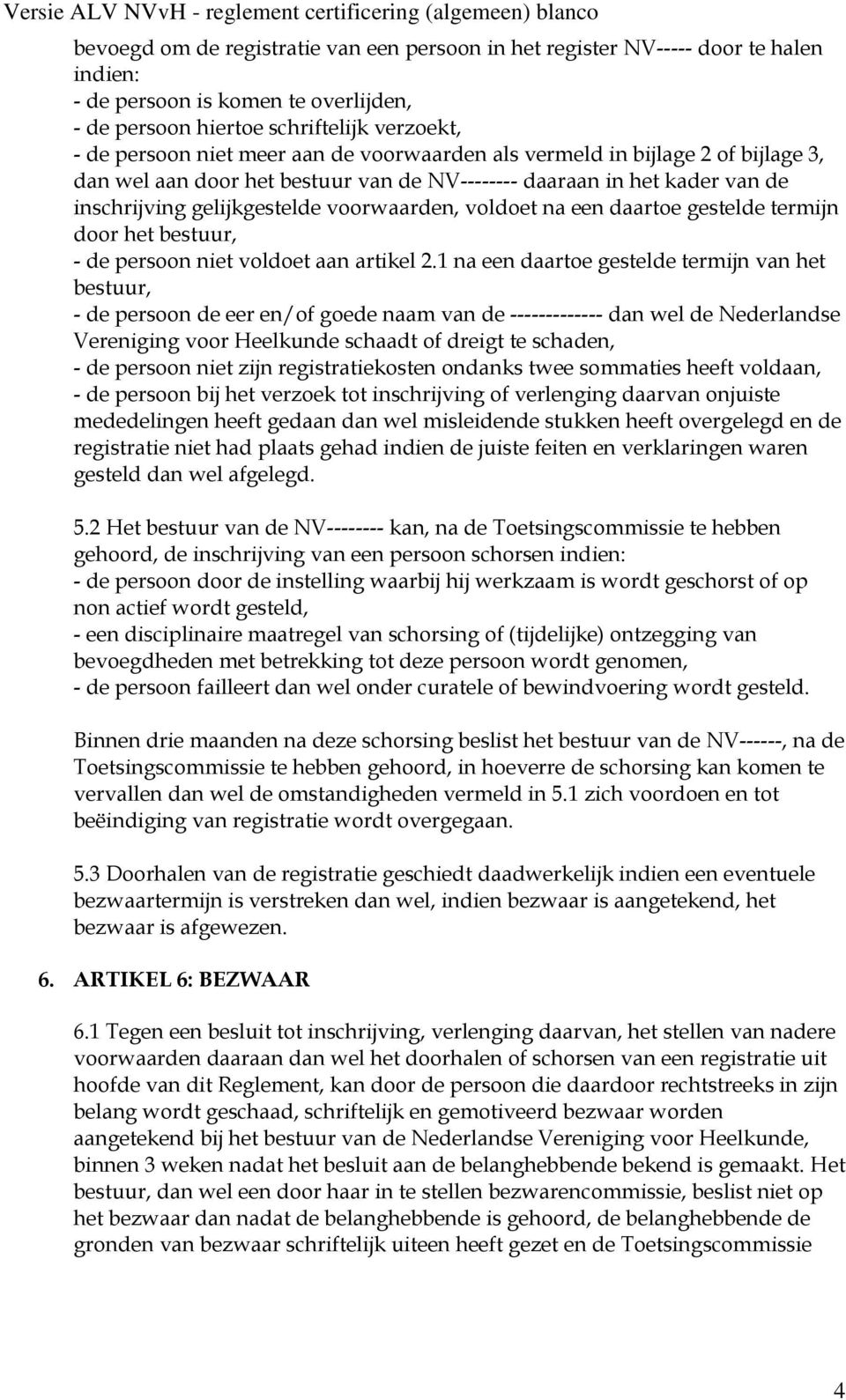 termijn door het bestuur, - de persoon niet voldoet aan artikel 2.