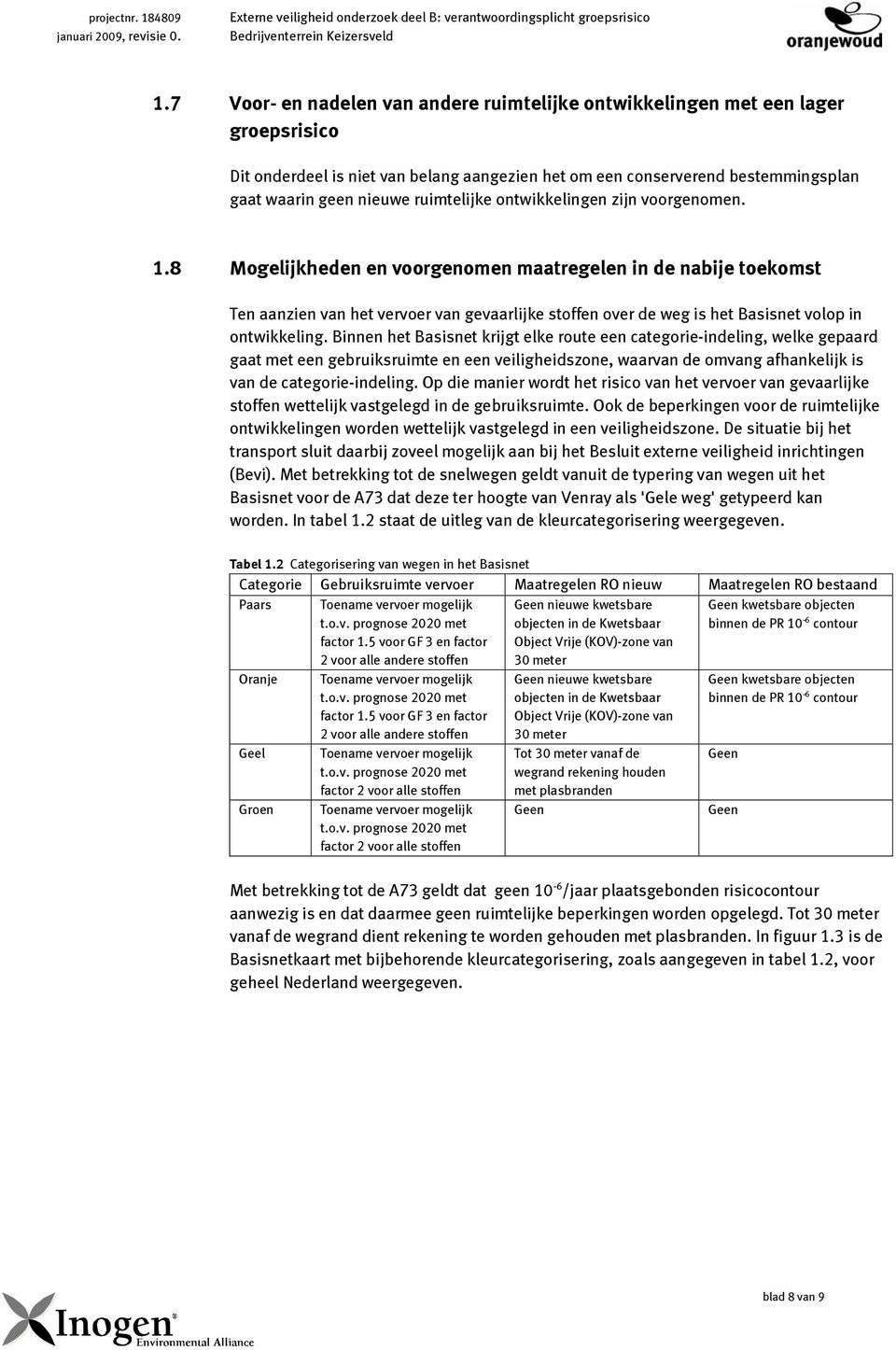 8 Mogelijkheden en voorgenomen maatregelen in de nabije toekomst Ten aanzien van het vervoer van gevaarlijke stoffen over de weg is het Basisnet volop in ontwikkeling.