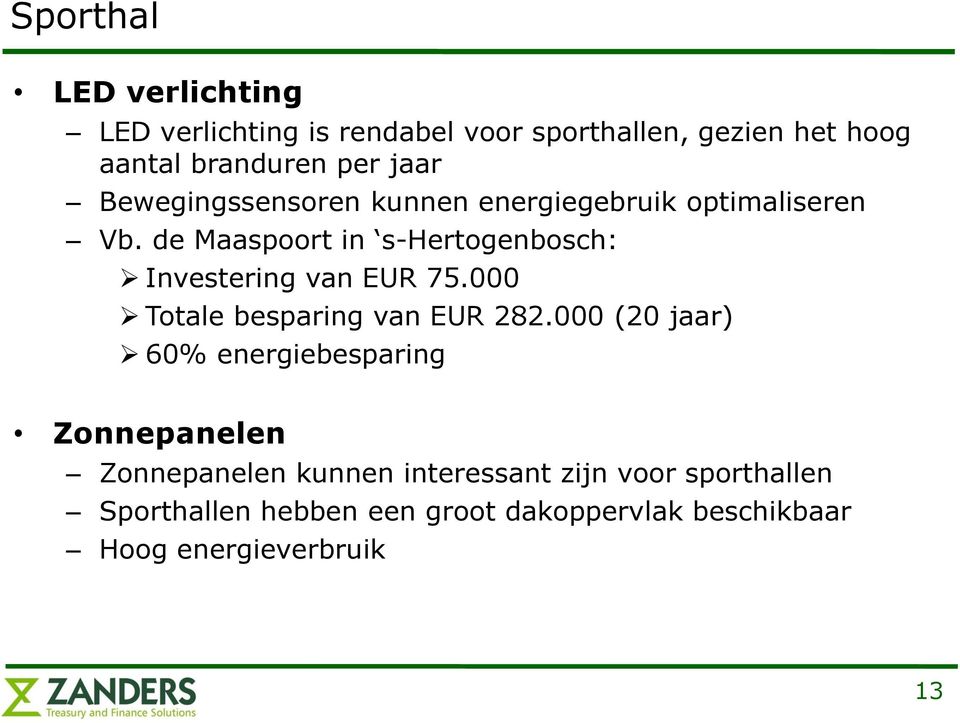 de Maaspoort in s-hertogenbosch: Investering van EUR 75.000 Totale besparing van EUR 282.