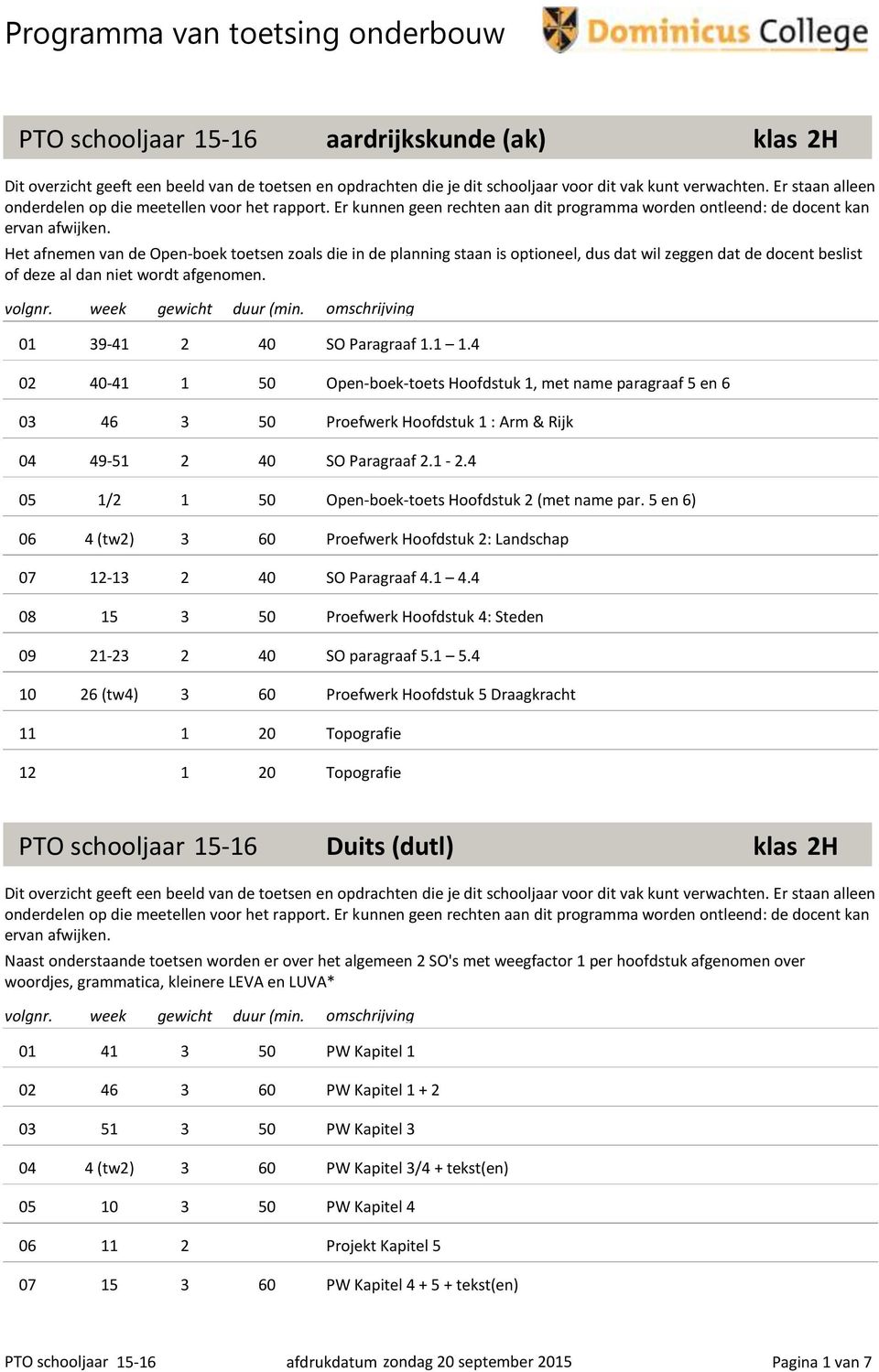 4 05 1/2 1 50 Open-boek-toets Hoofdstuk 2 (met name par. 5 en 6) 06 4 (tw2) 3 60 Proefwerk Hoofdstuk 2: Landschap 07 12-13 2 40 SO Paragraaf 4.1 4.