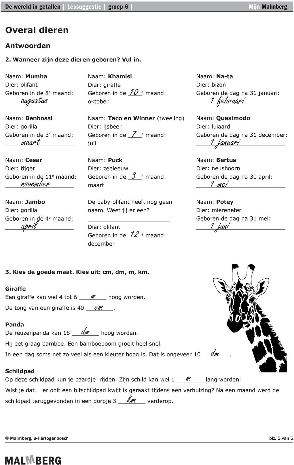 Khamisi Dier: giraffe oktober Naam: Taco en Winner (tweeling) Dier: ijsbeer juli Naam: Puck Dier: zeeleeuw De baby-olifant heeft nog geen naam. Weet jij er een?