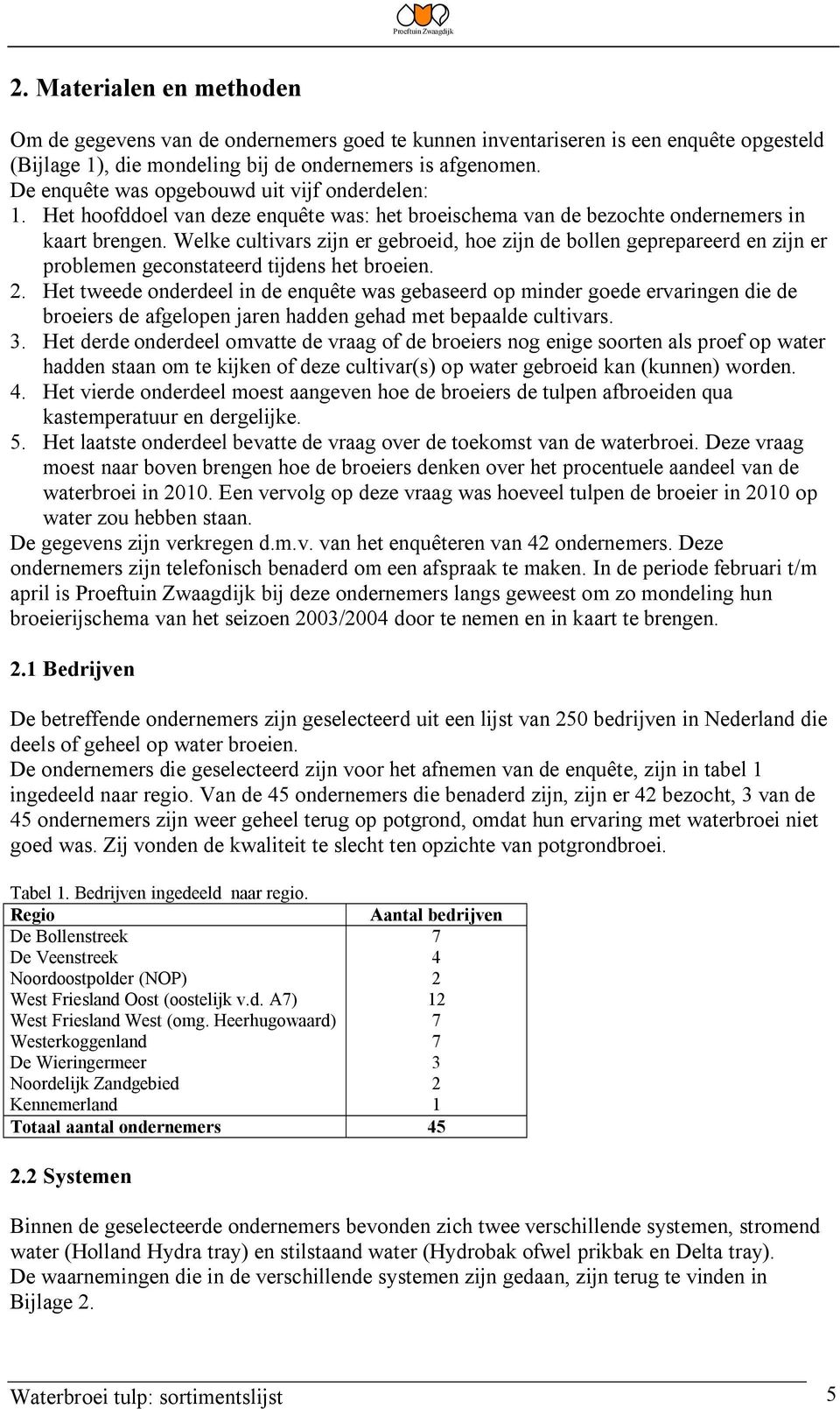 Welke cultivars zijn er gebroeid, hoe zijn de bollen geprepareerd en zijn er problemen geconstateerd tijdens het broeien. 2.