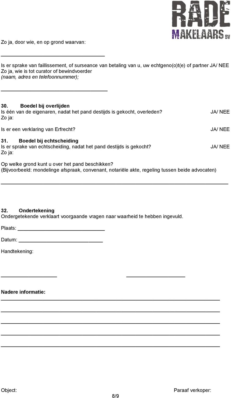 Boedel bij echtscheiding Is er sprake van echtscheiding, nadat het pand destijds is gekocht? Zo ja: Op welke grond kunt u over het pand beschikken?