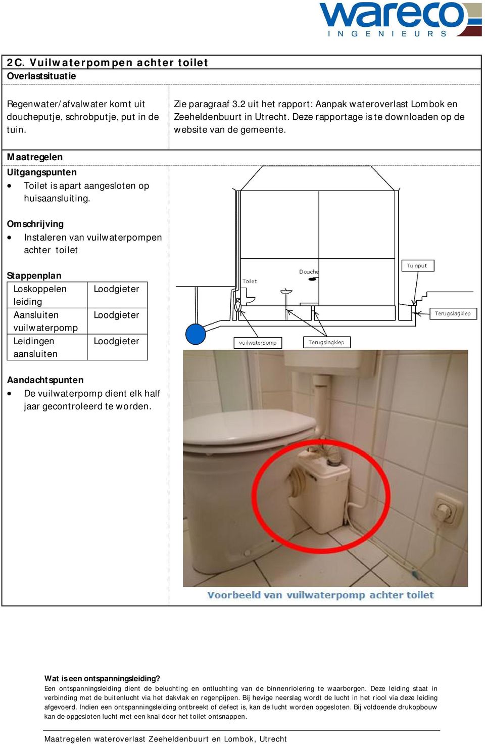 Maatregelen Uitgangspunten Toilet is apart aangesloten op huisaansluiting.