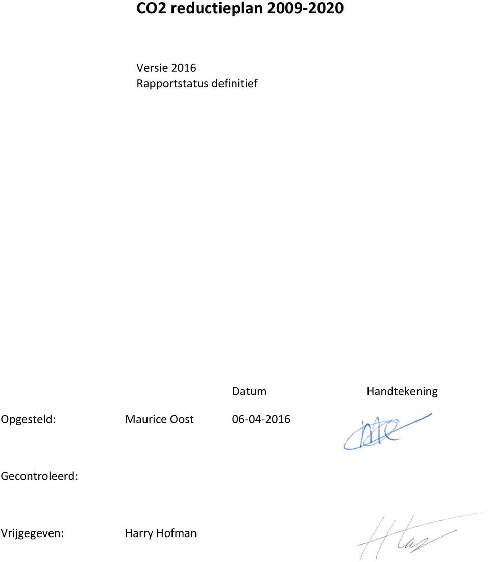 Handtekening Opgesteld: Maurice Oost