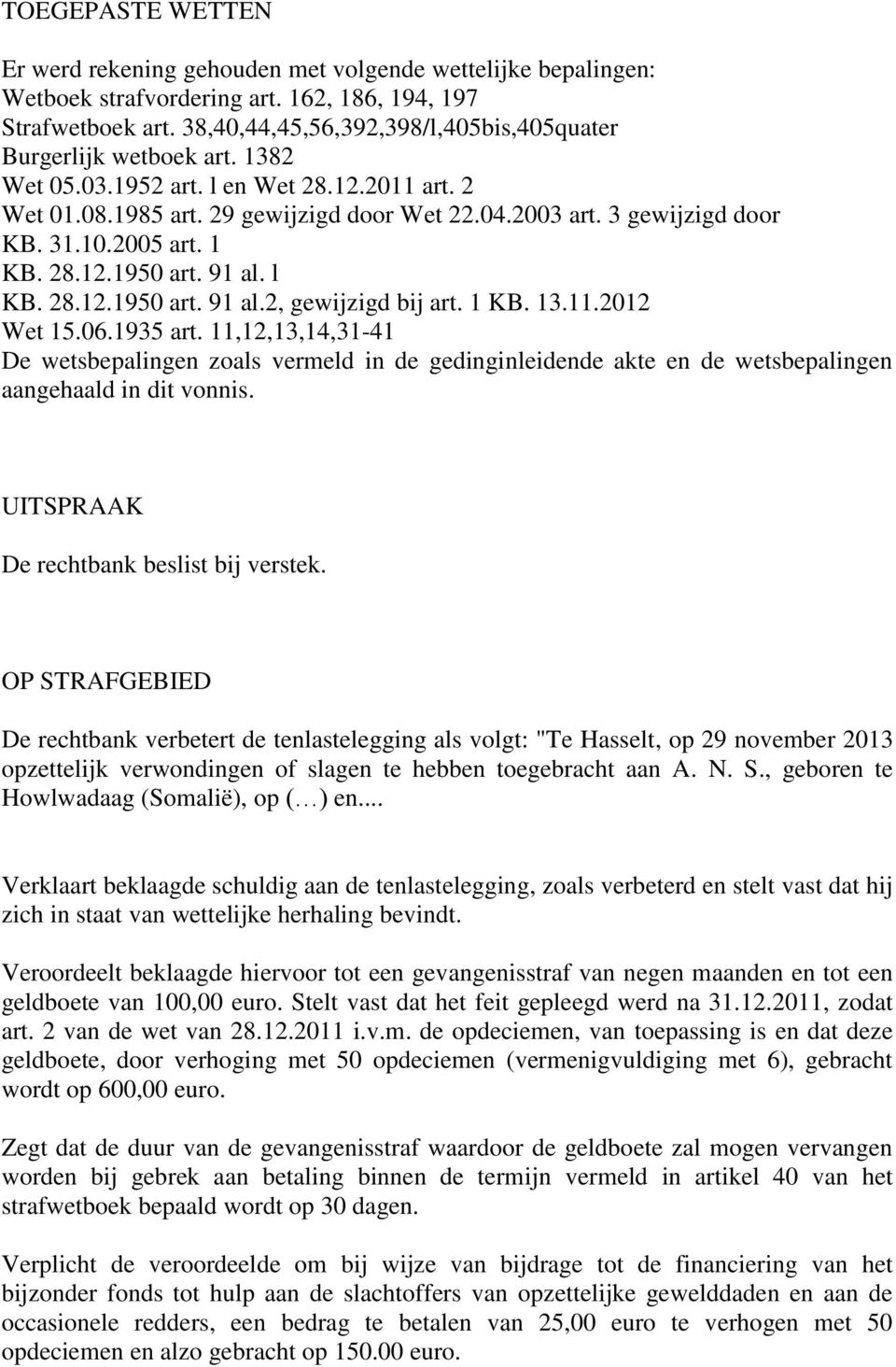 10.2005 art. 1 KB. 28.12.1950 art. 91 al. l KB. 28.12.1950 art. 91 al.2, gewijzigd bij art. 1 KB. 13.11.2012 Wet 15.06.1935 art.