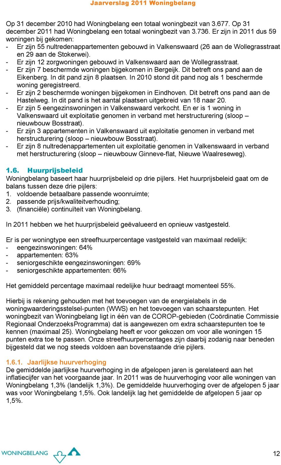 - Er zijn 12 zorgwoningen gebouwd in Valkenswaard aan de Wollegrasstraat. - Er zijn 7 beschermde woningen bijgekomen in Bergeijk. Dit betreft ons pand aan de Eikenberg. In dit pand zijn 8 plaatsen.