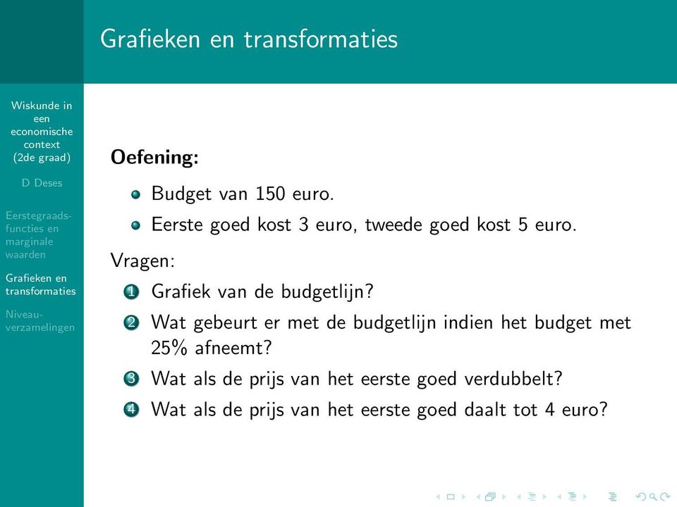 1 Grafiek van de budgetlijn?