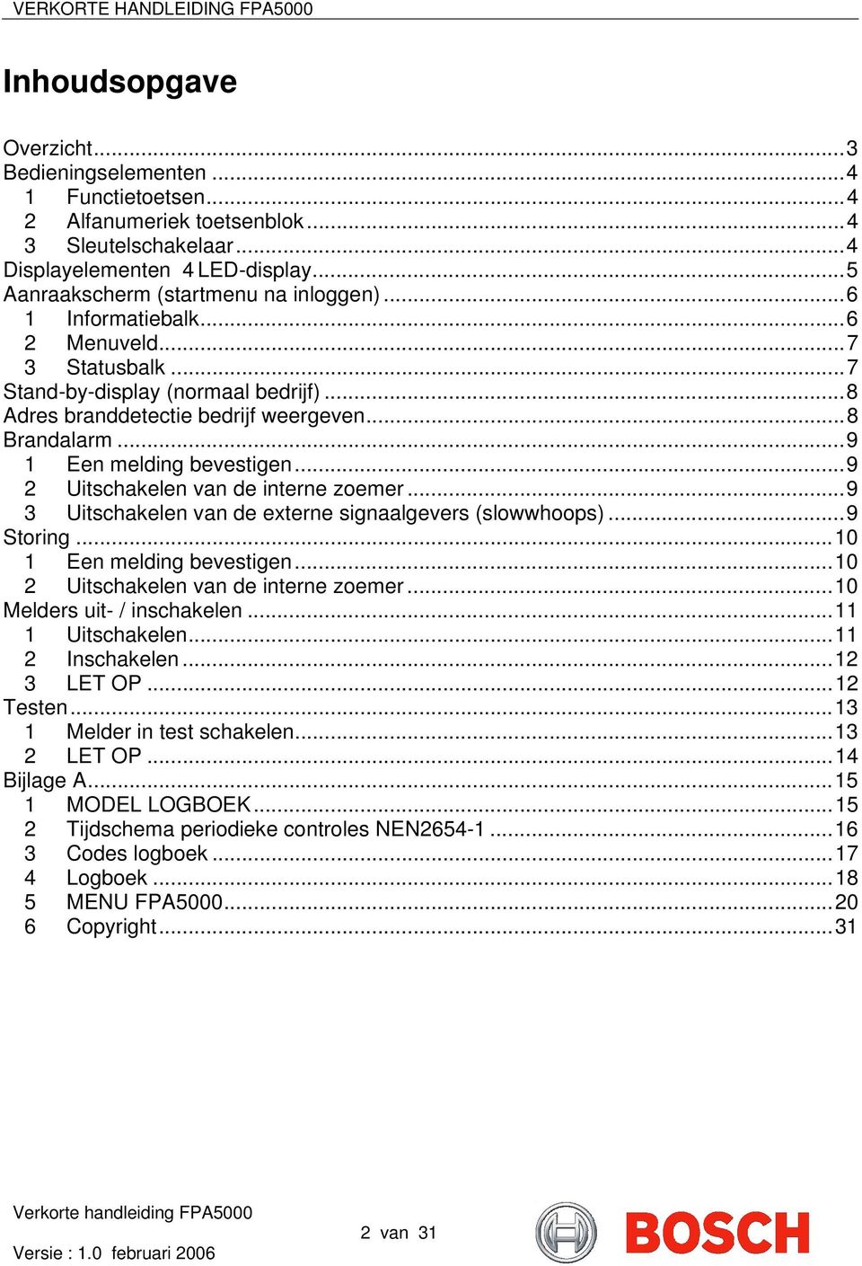 ..9 2 Uitschakelen van de interne zoemer...9 3 Uitschakelen van de externe signaalgevers (slowwhoops)...9 Storing...10 1 Een melding bevestigen...10 2 Uitschakelen van de interne zoemer.