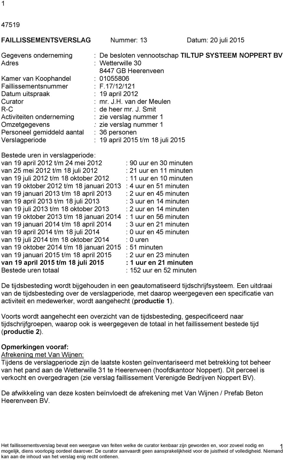 H. van der Meulen R-C : de heer mr. J.