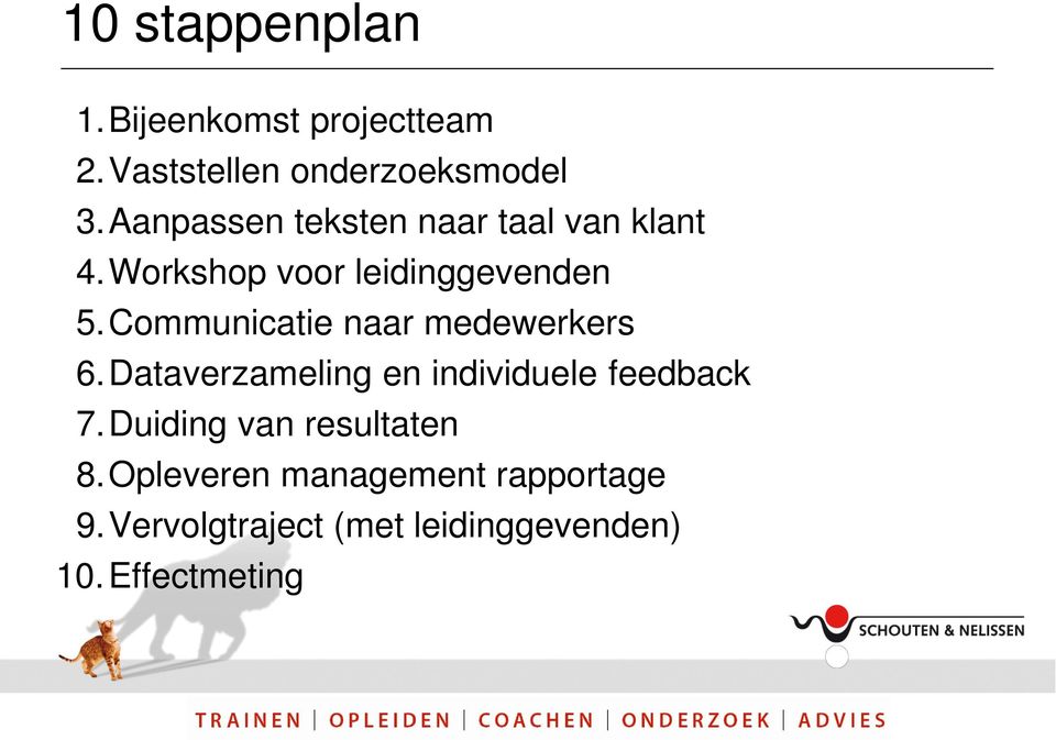 Communicatie naar medewerkers 6.Dataverzameling en individuele feedback 7.