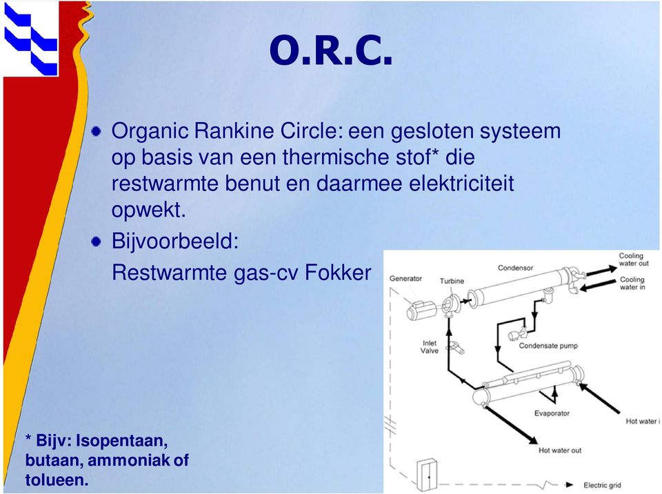 van een thermische stof* die restwarmte benut en daarmee