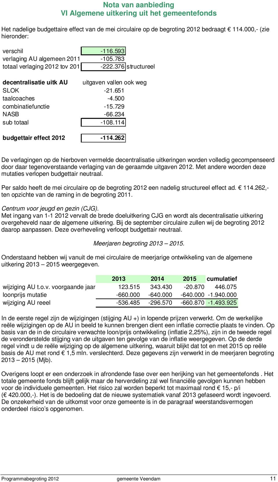 729 NASB -66.234 sub totaal -108.114 budgettair effect 2012-114.