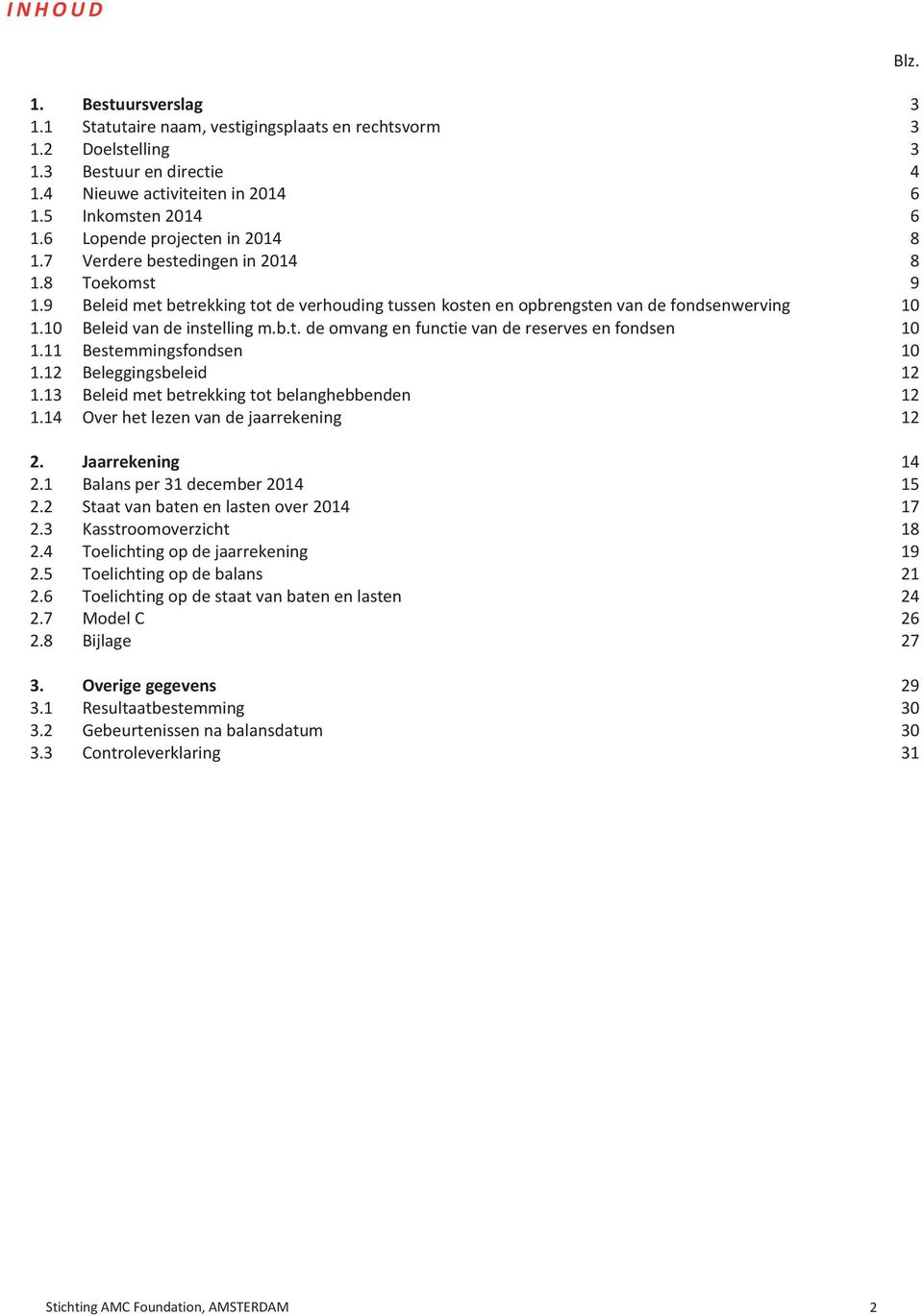 10 Beleid van de instelling m.b.t. de omvang en functie van de reserves en fondsen 10 1.11 Bestemmingsfondsen 10 1.12 Beleggingsbeleid 12 1.13 Beleid met betrekking tot belanghebbenden 12 1.