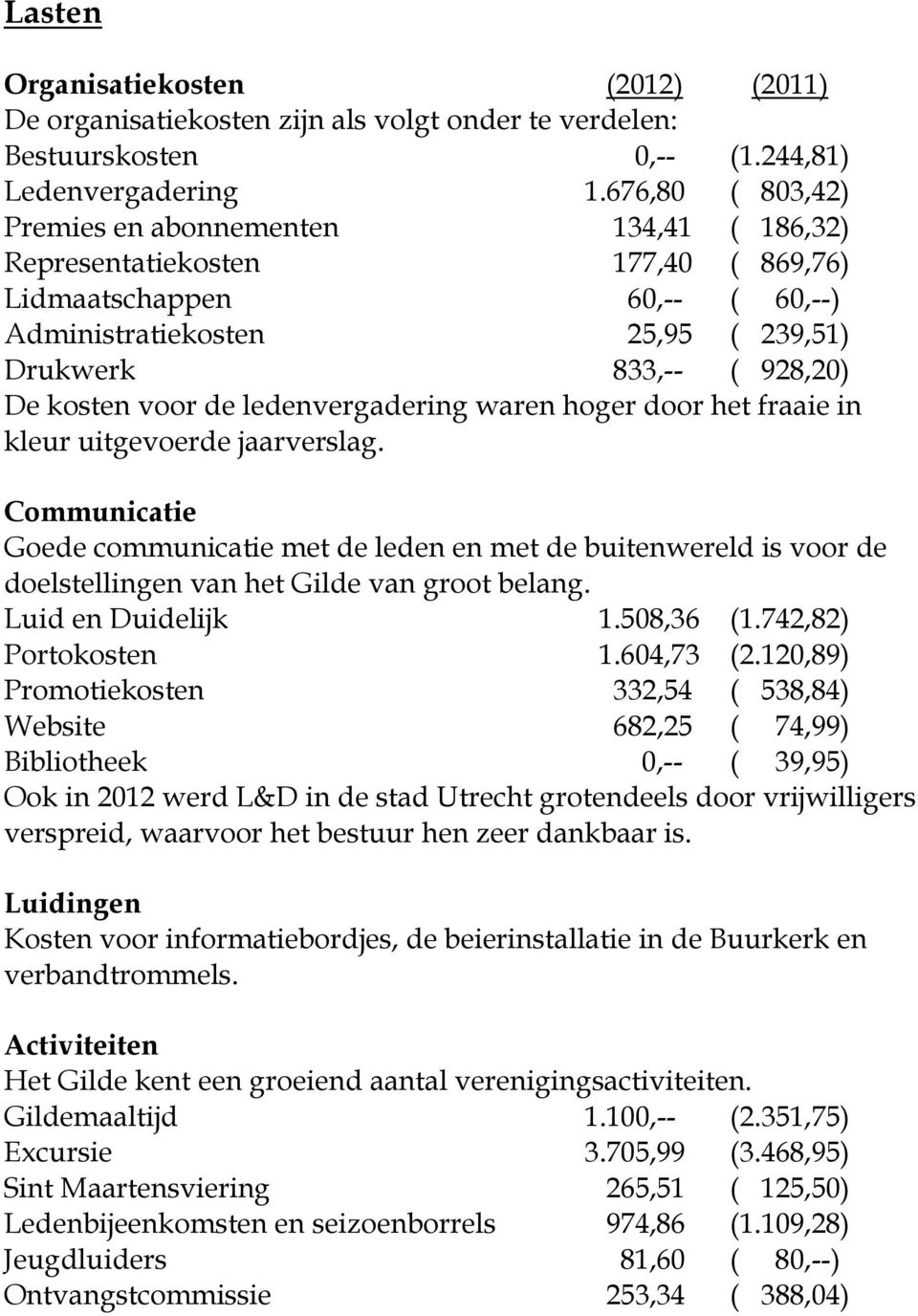 voor de ledenvergadering waren hoger door het fraaie in kleur uitgevoerde jaarverslag.