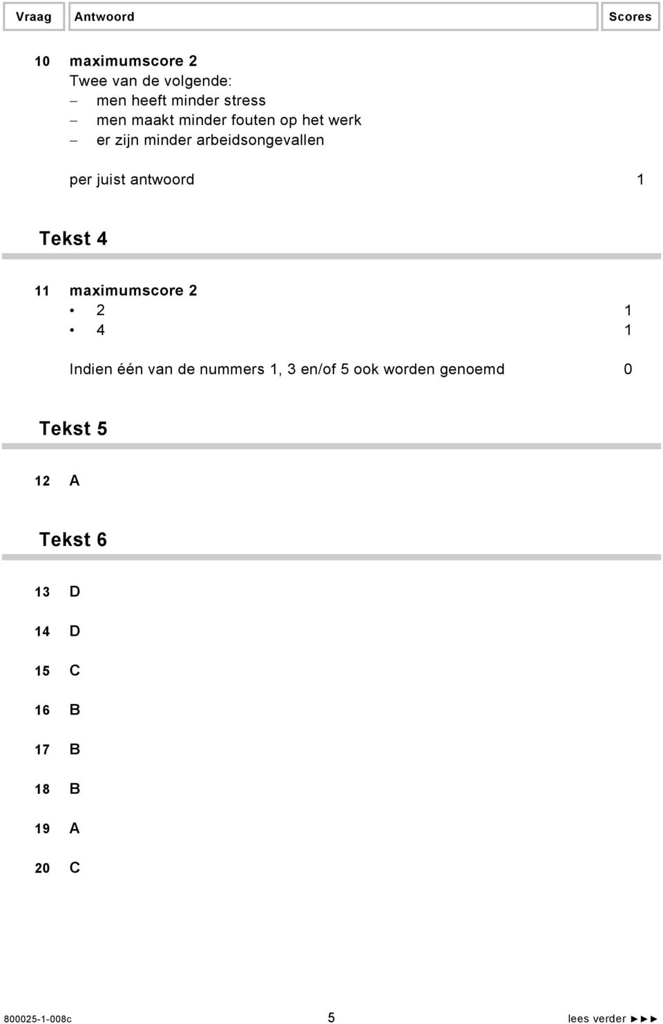 Tekst 4 11 maximumscore 2 2 1 4 1 Indien één van de nummers 1, 3 en/of 5 ook worden