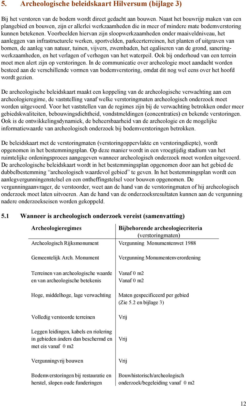 Voorbeelden hiervan zijn sloopwerkzaamheden onder maaiveldniveau, het aanleggen van infrastructurele werken, sportvelden, parkeerterreinen, het planten of uitgraven van bomen, de aanleg van natuur,