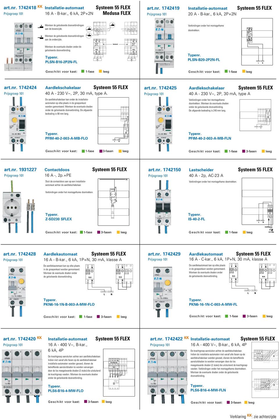 PS-16-2P2-F fornuisgroegroep fornuis- 16 16 PS-20-2P2-F Geschikt voor kast: 1-fase leeg Geschikt voor kast: 1-fase leeg art.nr. 1742424 ardlekschakelaar FEX 40-230 V~, 2P, 30 m, type.