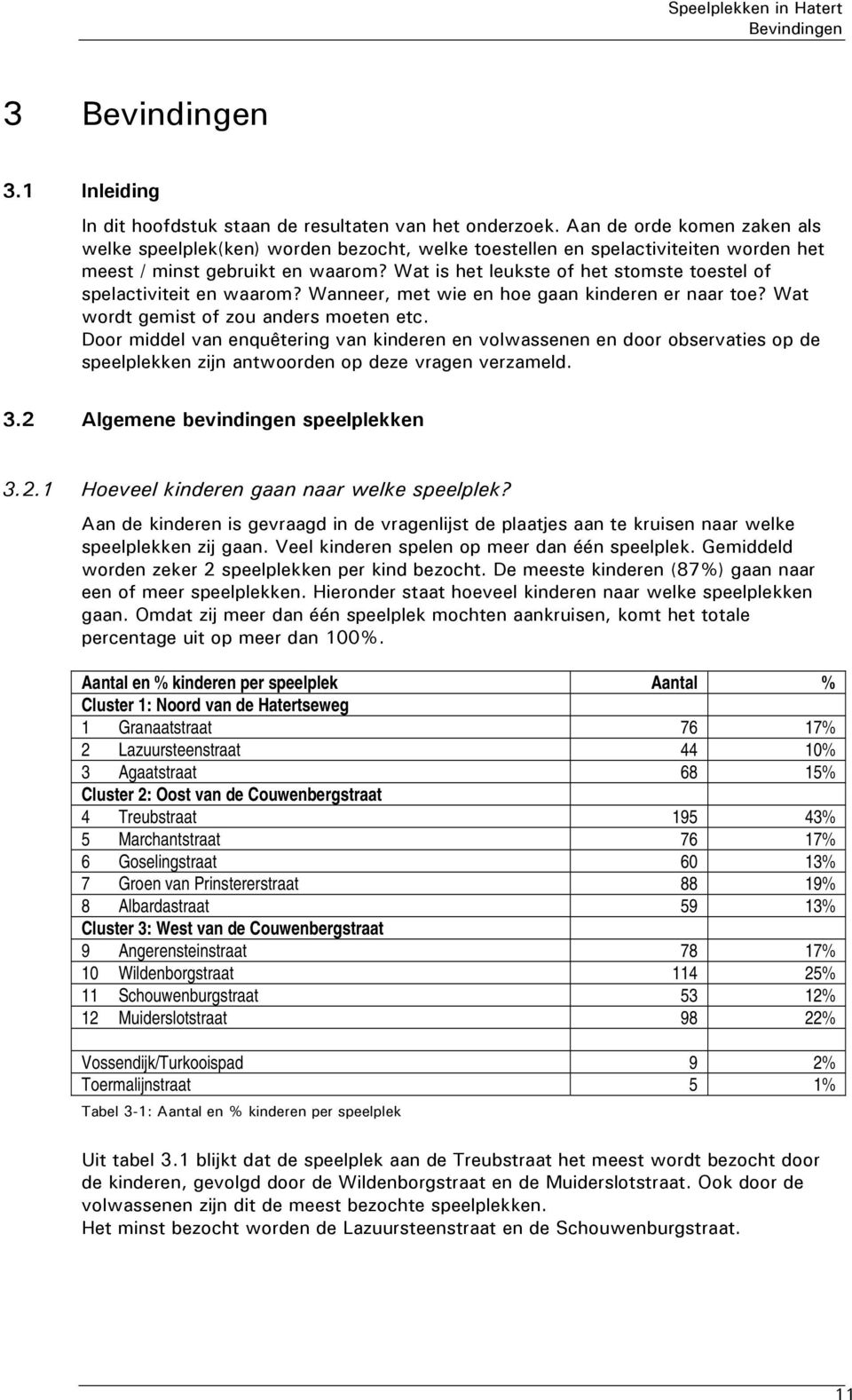 Wat is het leukste of het stomste toestel of spelactiviteit en waarom? Wanneer, met wie en hoe gaan kinderen er naar toe? Wat wordt gemist of zou anders moeten etc.