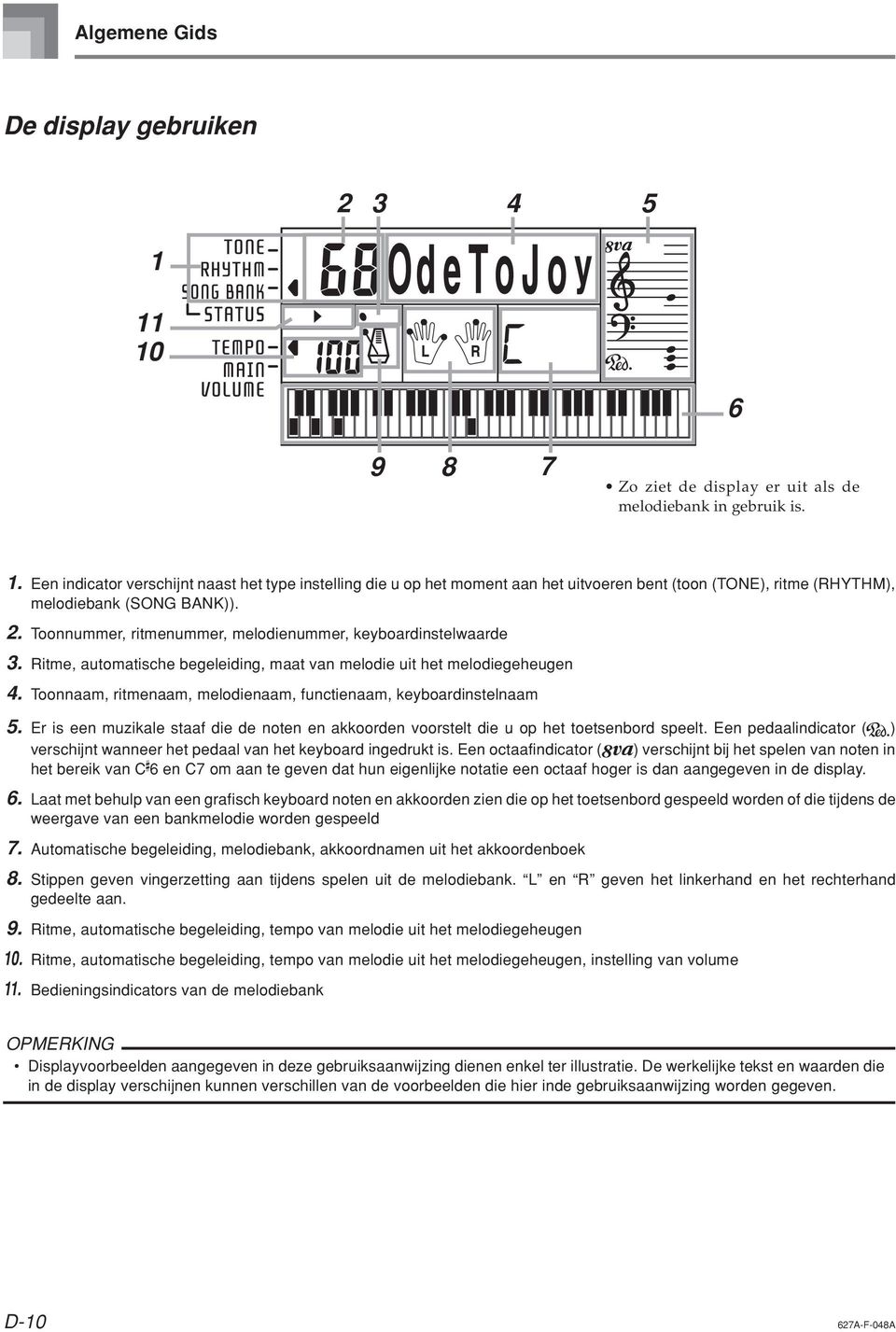 Toonnaam, ritmenaam, melodienaam, functienaam, keyboardinstelnaam 5. Er is een muzikale staaf die de noten en akkoorden voorstelt die u op het toetsenbord speelt.