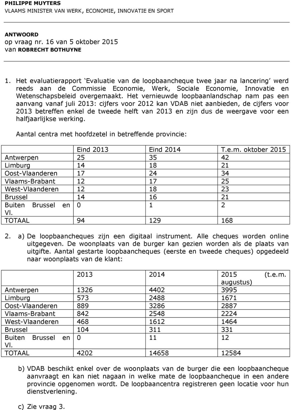 Het vernieuwde loopbaanlandschap nam pas een aanvang vanaf juli 2013: cijfers voor 2012 kan VDAB niet aanbieden, de cijfers voor 2013 betreffen enkel de tweede helft van 2013 en zijn dus de weergave