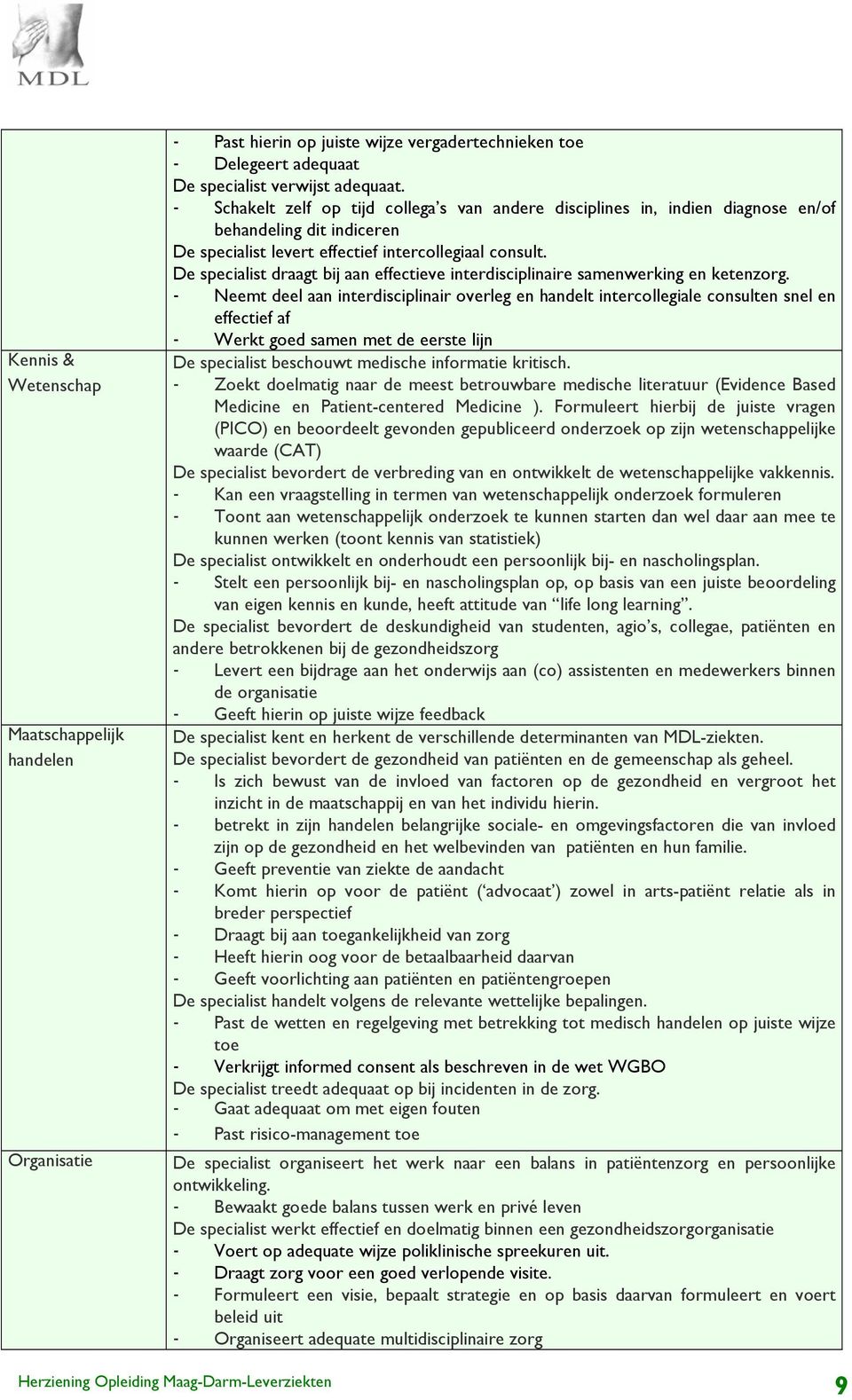 De specialist draagt bij aan effectieve interdisciplinaire samenwerking en ketenzorg.