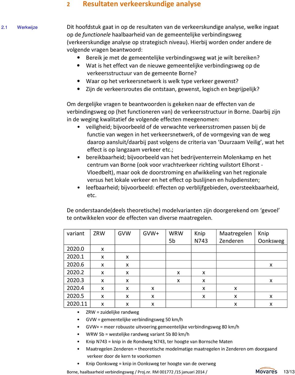 strategisch niveau). Hierbij worden onder andere de volgende vragen beantwoord: Bereik je met de gemeentelijke verbindingsweg wat je wilt bereiken?