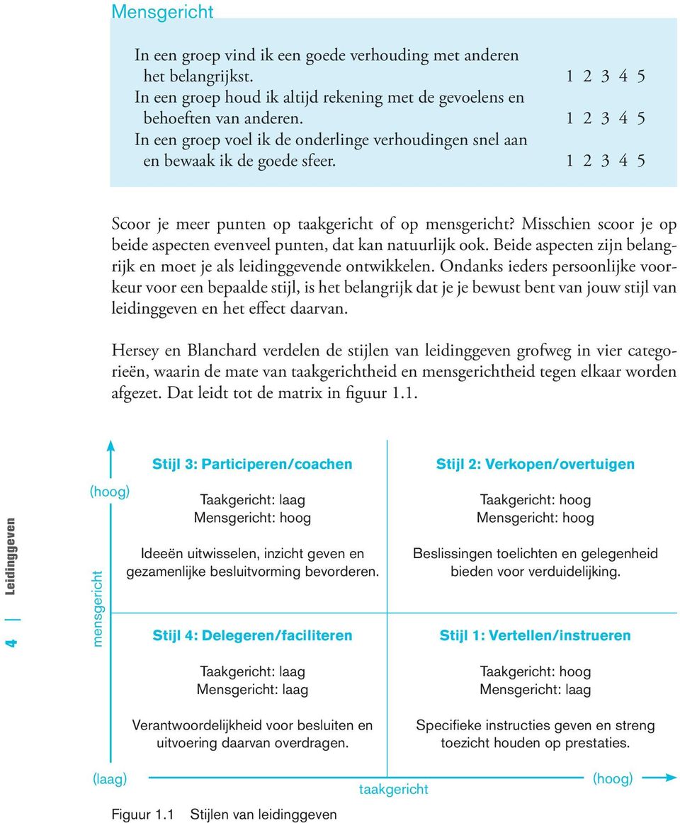 Misschien scoor je op beide aspecten evenveel punten, dat kan natuurlijk ook. Beide aspecten zijn belangrijk en moet je als leidinggevende ontwikkelen.