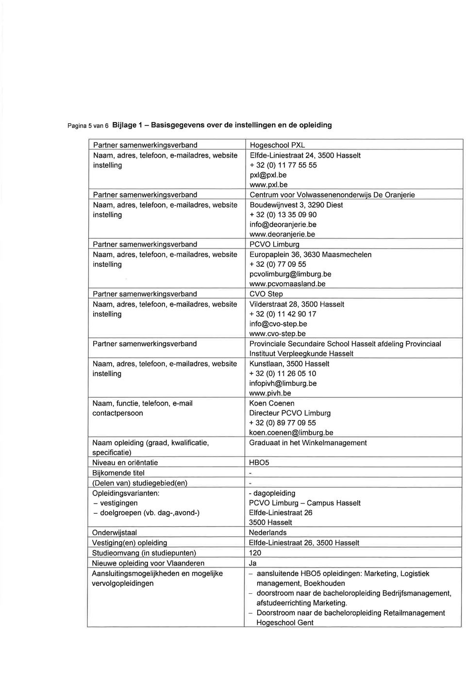 Opleidingsvarianten: - vestigingen - doelgroepen (vb. dag-,avond-) Hoqeschool PXL Elfde-Liniestraat 24, 3500 Hasselt + 32 (0) 11 77 55 55 pxl@