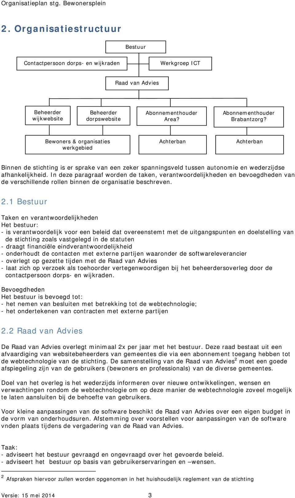 In deze paragraaf worden de taken, verantwoordelijkheden en bevoegdheden van de verschillende rollen binnen de organisatie beschreven. 2.