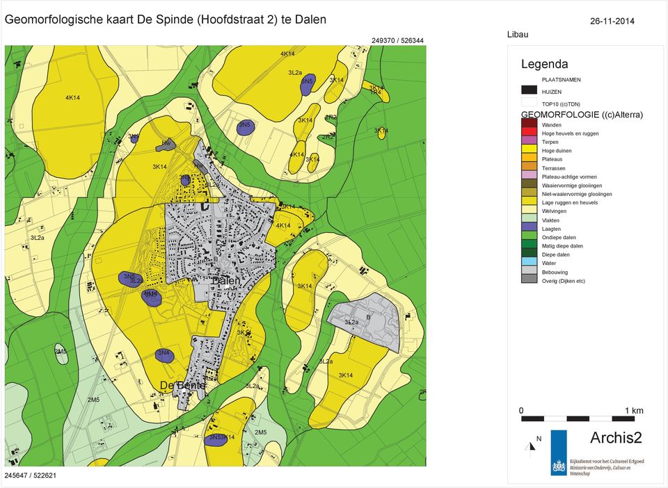 Plateau-achtige vormen Waaiervormige glooiingen Niet-waaiervormige glooiingen Lage ruggen en heuvels Welvingen B 4K14 Vlakten Laagten Ondiepe