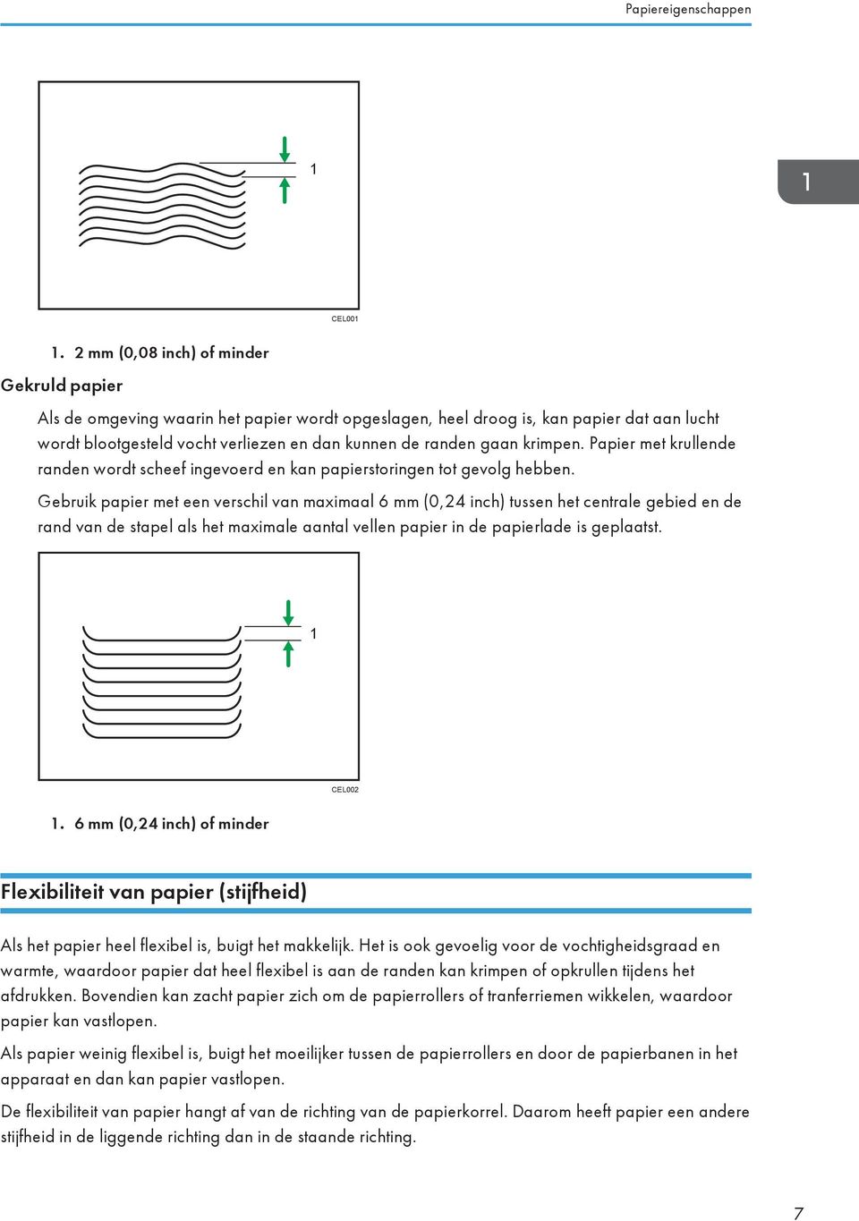 krimpen. Papier met krullende randen wordt scheef ingevoerd en kan papierstoringen tot gevolg hebben.