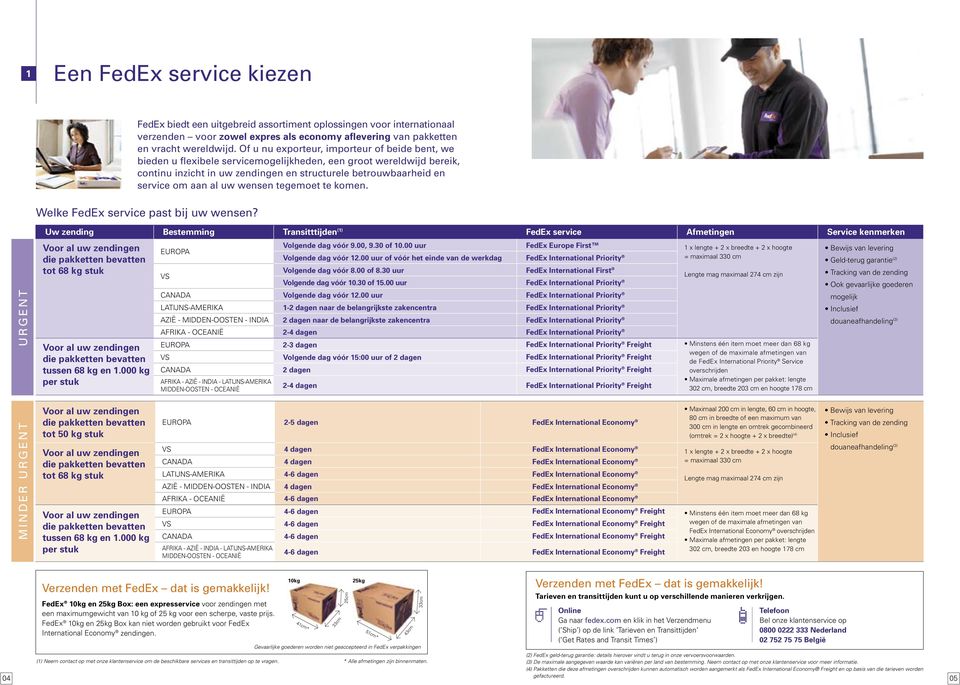 al uw wensen tegemoet te komen. Welke FedEx service past bij uw wensen?