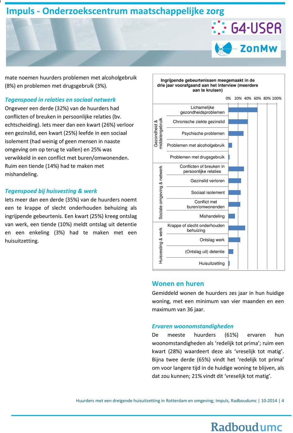 Iets meer dan een kwart (26%) verloor een gezinslid, een kwart (25%) leefde in een sociaal isolement (had weinig of geen mensen in naaste omgeving om op terug te vallen) en 25% was verwikkeld in een