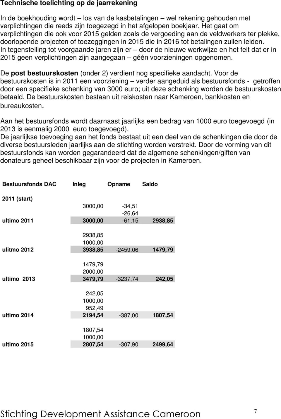 In tegenstelling tot voorgaande jaren zijn er door de nieuwe werkwijze en het feit dat er in 2015 geen verplichtingen zijn aangegaan géén voorzieningen opgenomen.