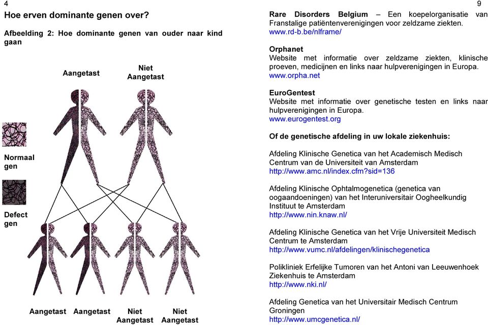 be/nlframe/ Orphanet Website met informatie over zeldzame ziekten, klinische proeven, medicijnen en links naar hulpverenigingen in Europa. www.orpha.