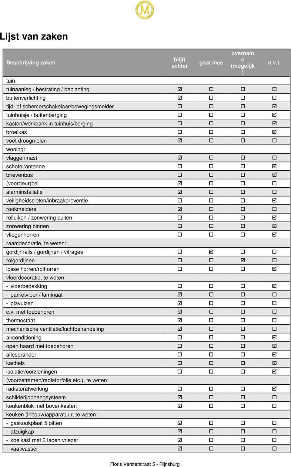 rolluiken / zonwering buiten zonwering binnen vliegenhorren raamdecoratie, te weten: gordijnrails / gordijnen / vitrages rolgordijnen losse horren/rolhorren vloerdecoratie, te weten: - vloerbedekking